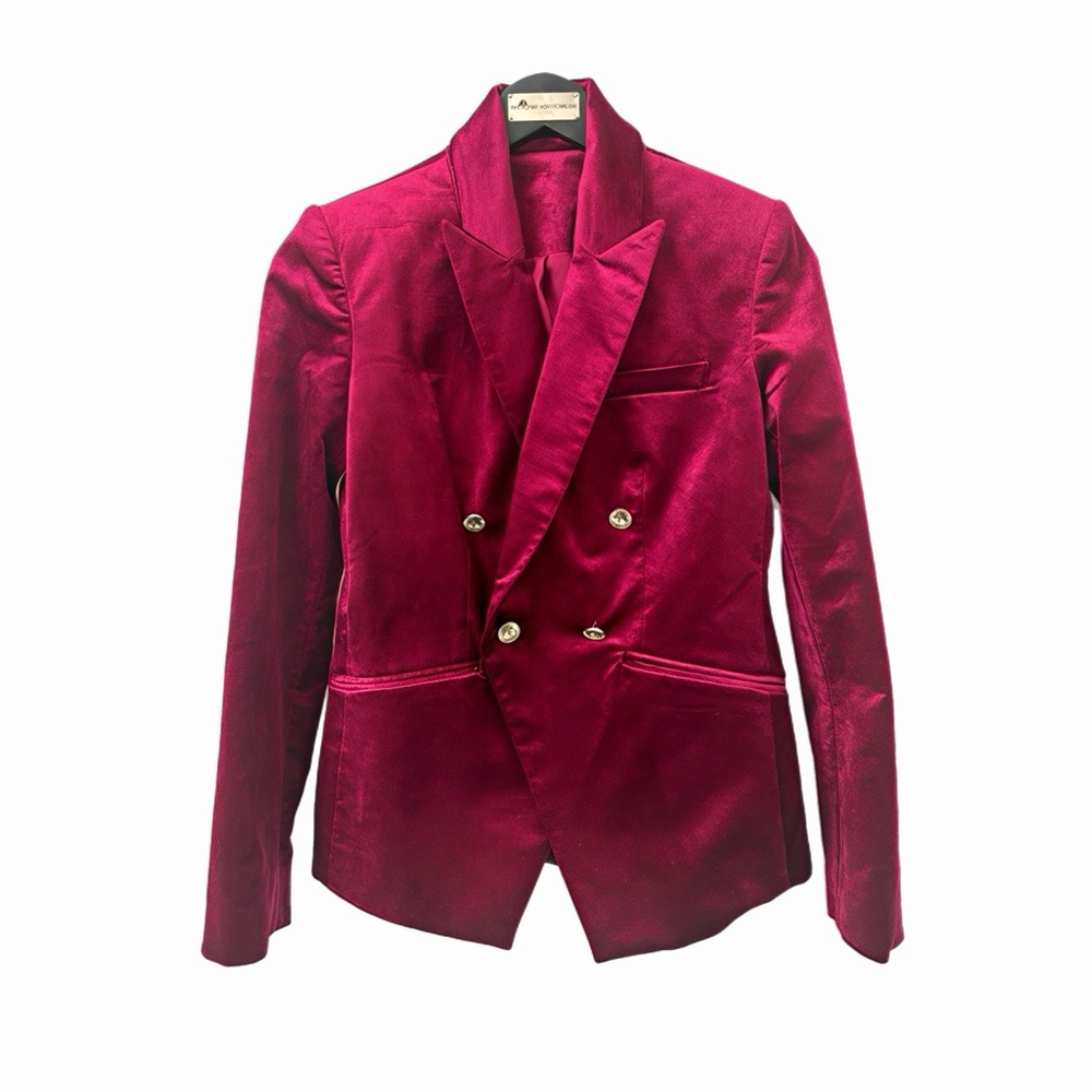 Elie Tahari NWT Velvet Double-Breasted Blazer - Sz XS - Fuchsia- MSRP $425
